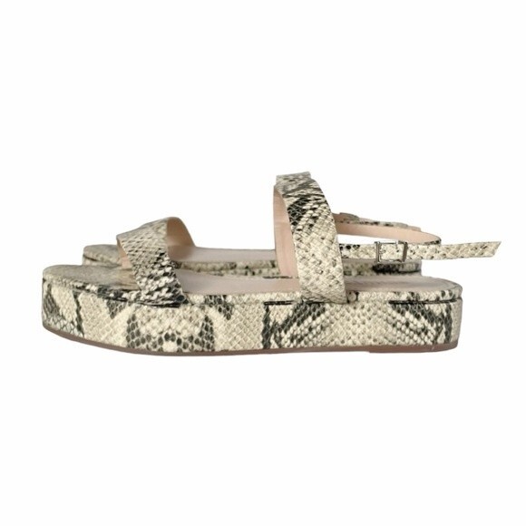 NEW Schutz Sally Leather Embossed Snake Print Flatform Platform Sandals Size 7 - Picture 1 of 12